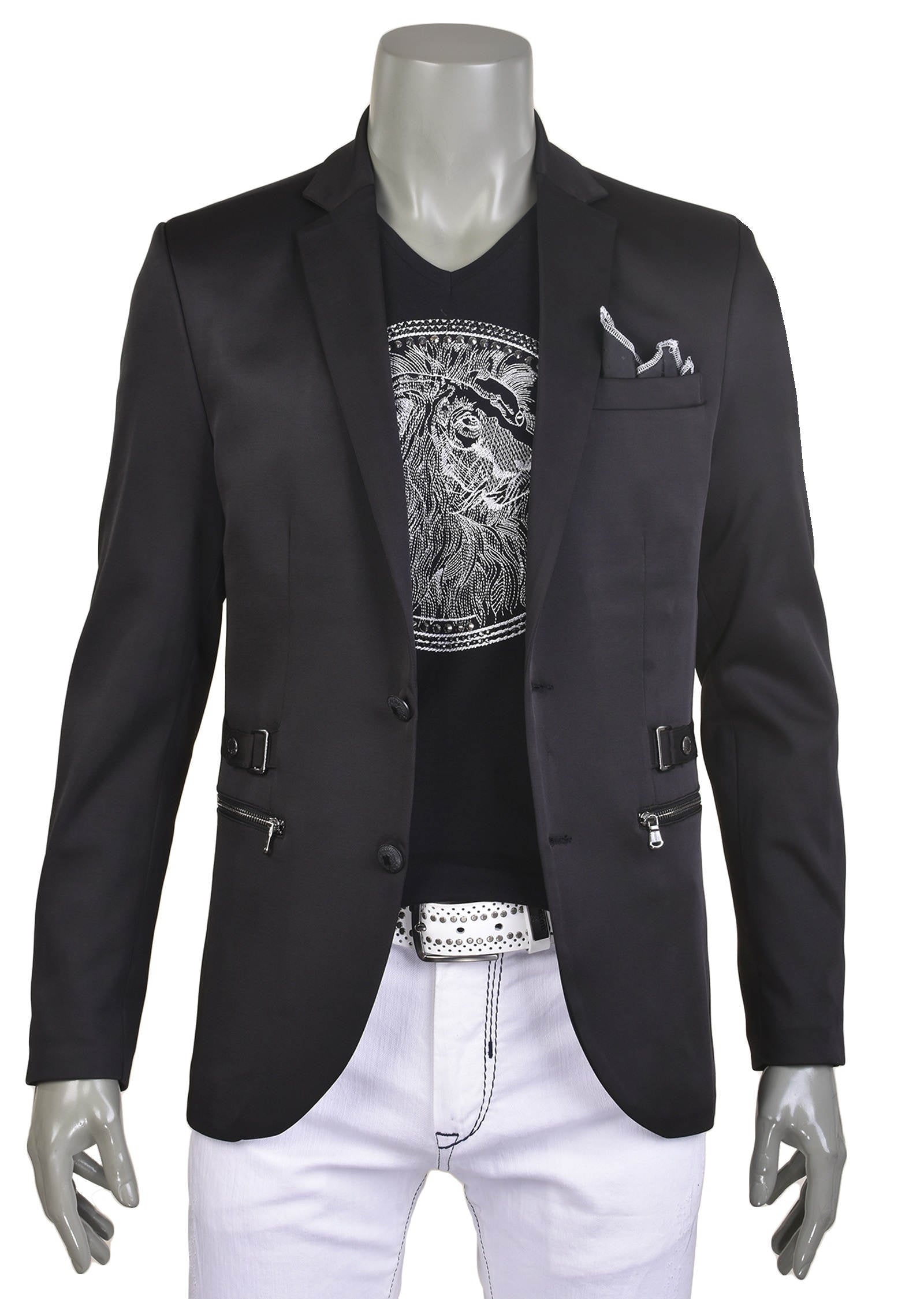 Black Harness Buckle Studded Blazer – MONDO Menswear