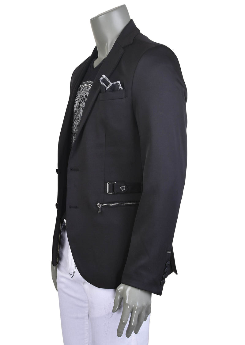 Black Silver Buckle Blazer