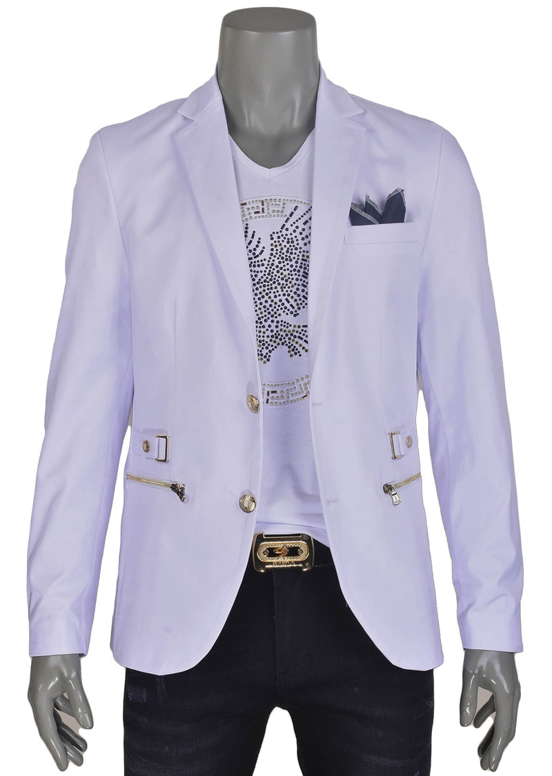 White Gold Buckle Blazer