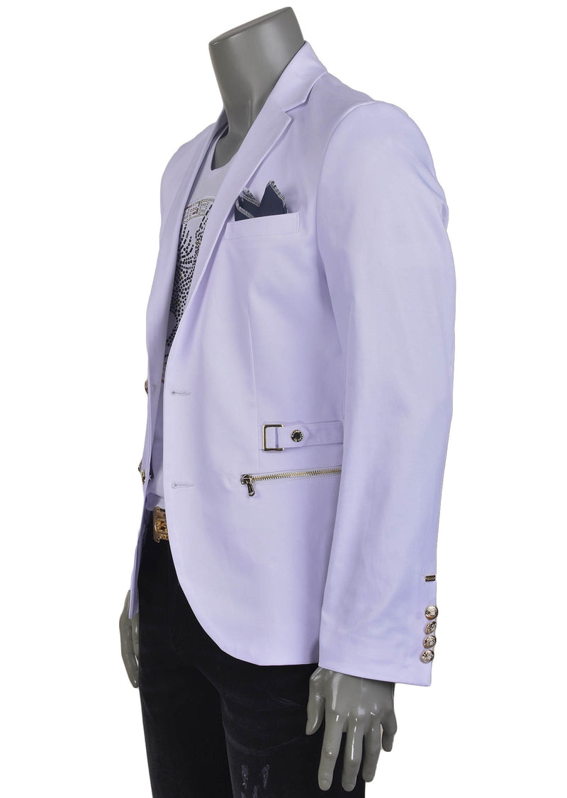 White Gold Buckle Blazer 4XL / White / COTTON/LYCRA White Gold Buckle Blazer 4XL / White / COTTON/LYCRA