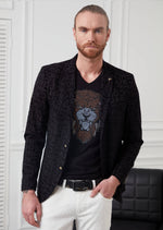 Black Alphabet Jacquard Blazer