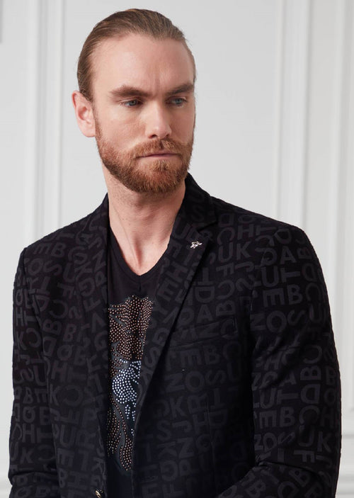 Black Alphabet Jacquard Blazer