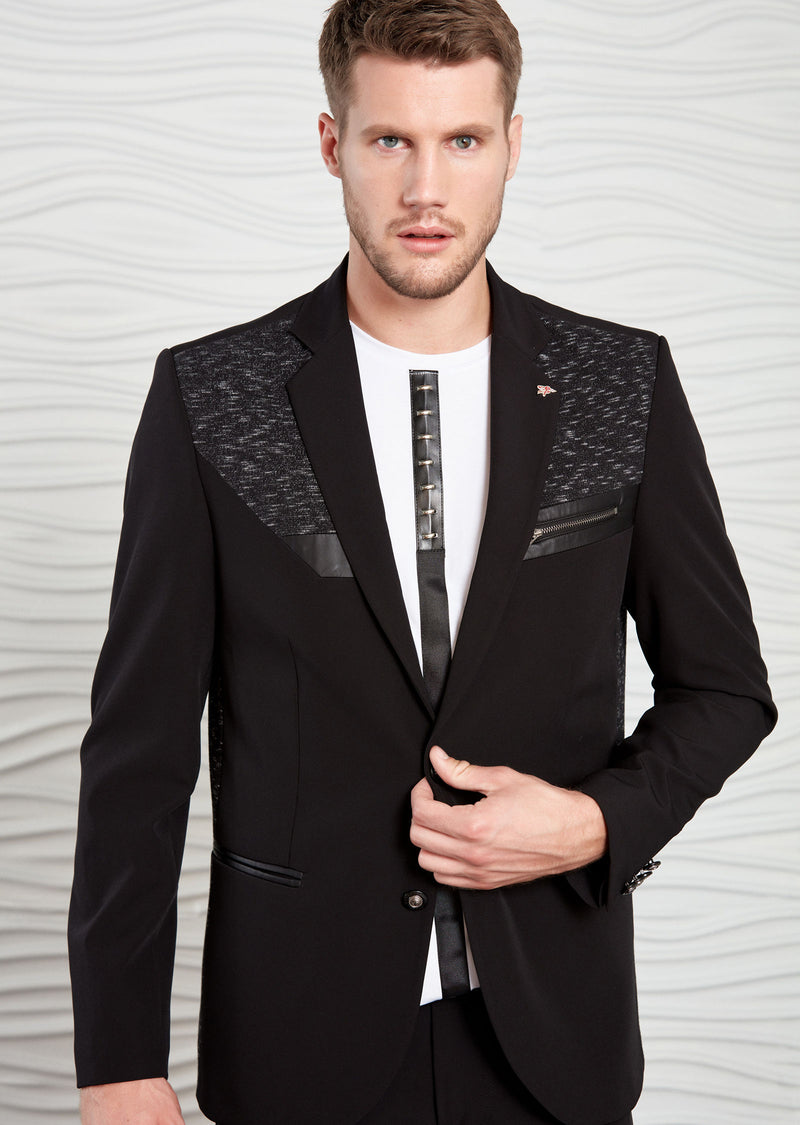 Black Knit Tech Stretchy Blazer