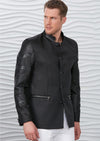 Black Mandarin Collar Zipper Blazer