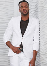 White Emboss Alphabet Blazer