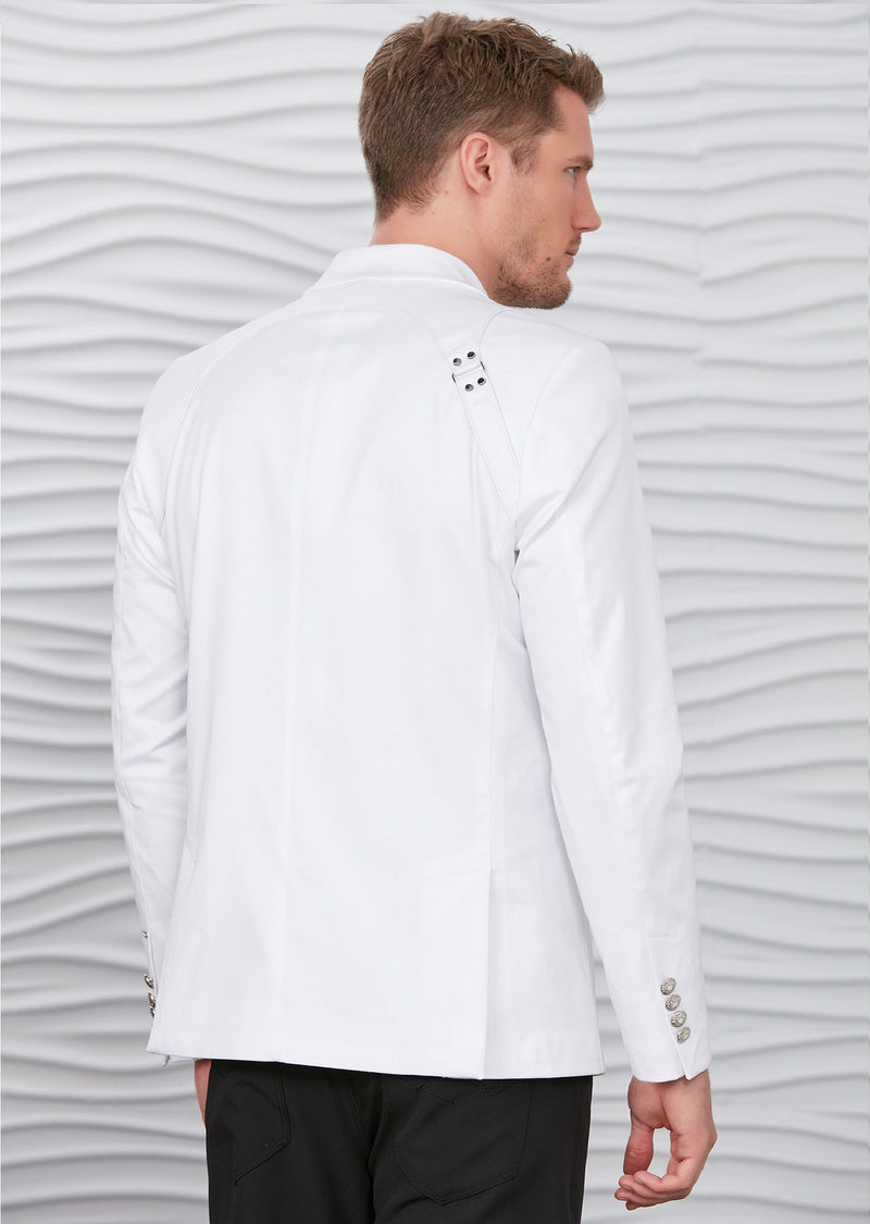 White Harness Buckle Blazer
