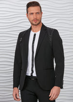 Black Harness Buckle Studded Blazer