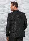 Black Shiny "Words" Print Blazer