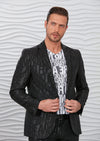 Black Shiny "Words" Print Blazer