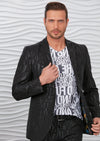 Black Shiny "Words" Print Blazer