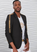 Black Gold Meander Embroidered Blazer