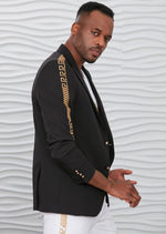 Black Gold Meander Embroidered Blazer