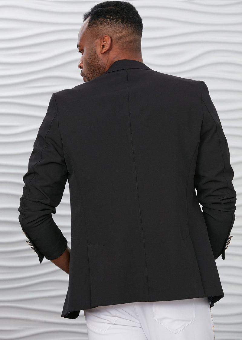 Black Gold Meander Embroidered Blazer