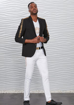 Black Gold Meander Embroidered Blazer