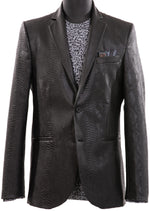 Black Casual Faux Leather Blazer