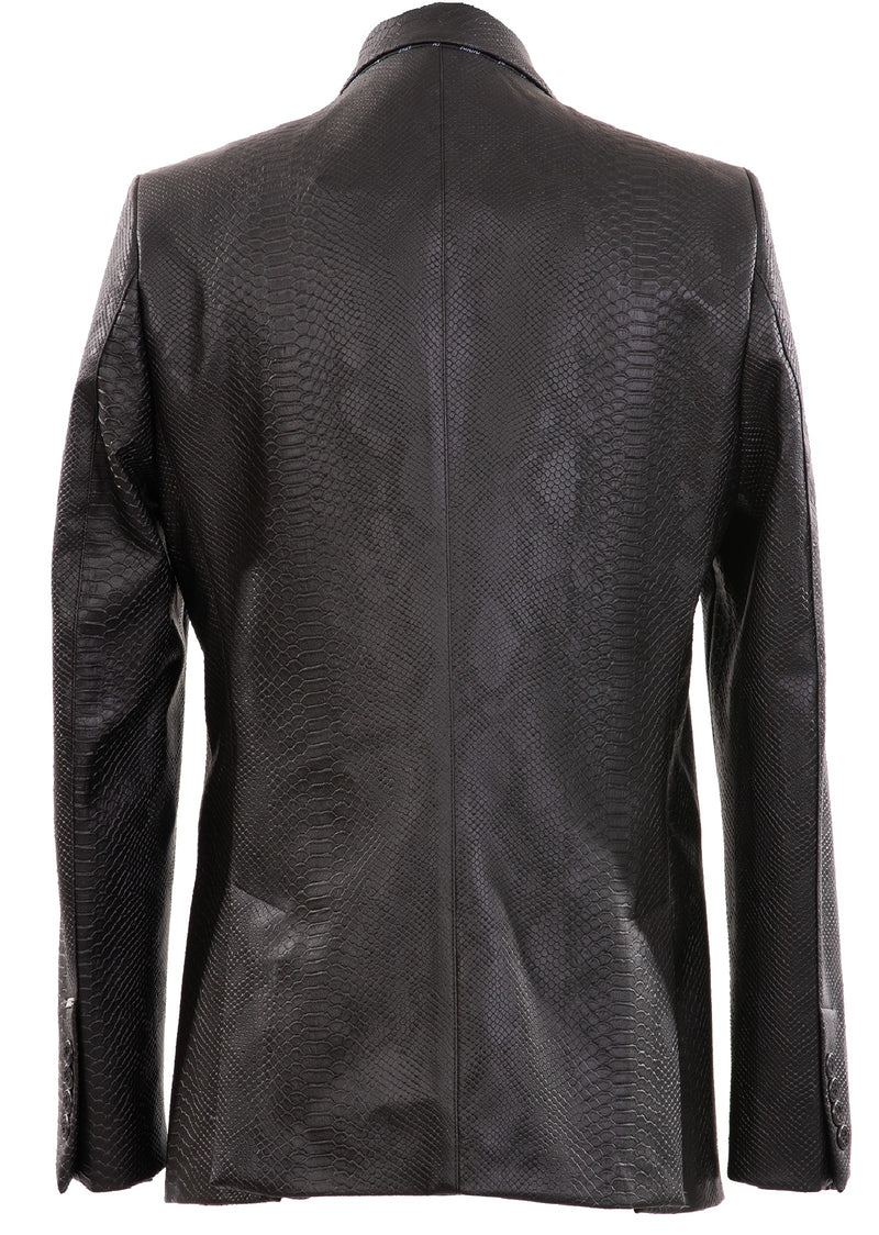 Black Casual Faux Leather Blazer