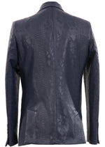 Navy Casual Faux Leather Blazer