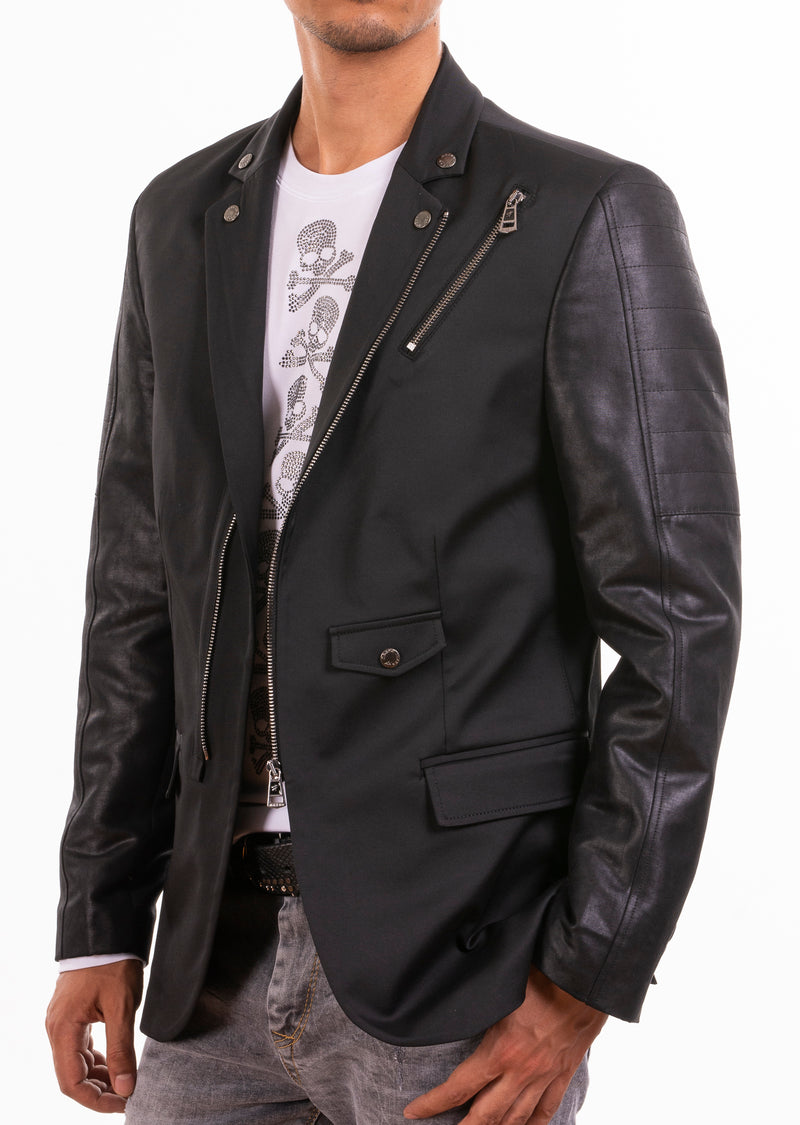 Black Front Zipper Blazer