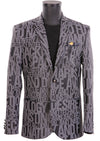 Gray Knit "Words" Print Blazer