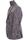 Gray Knit "Words" Print Blazer