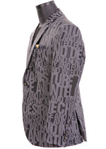 Gray Knit "Words" Print Blazer