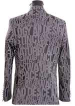 Gray Knit "Words" Print Blazer
