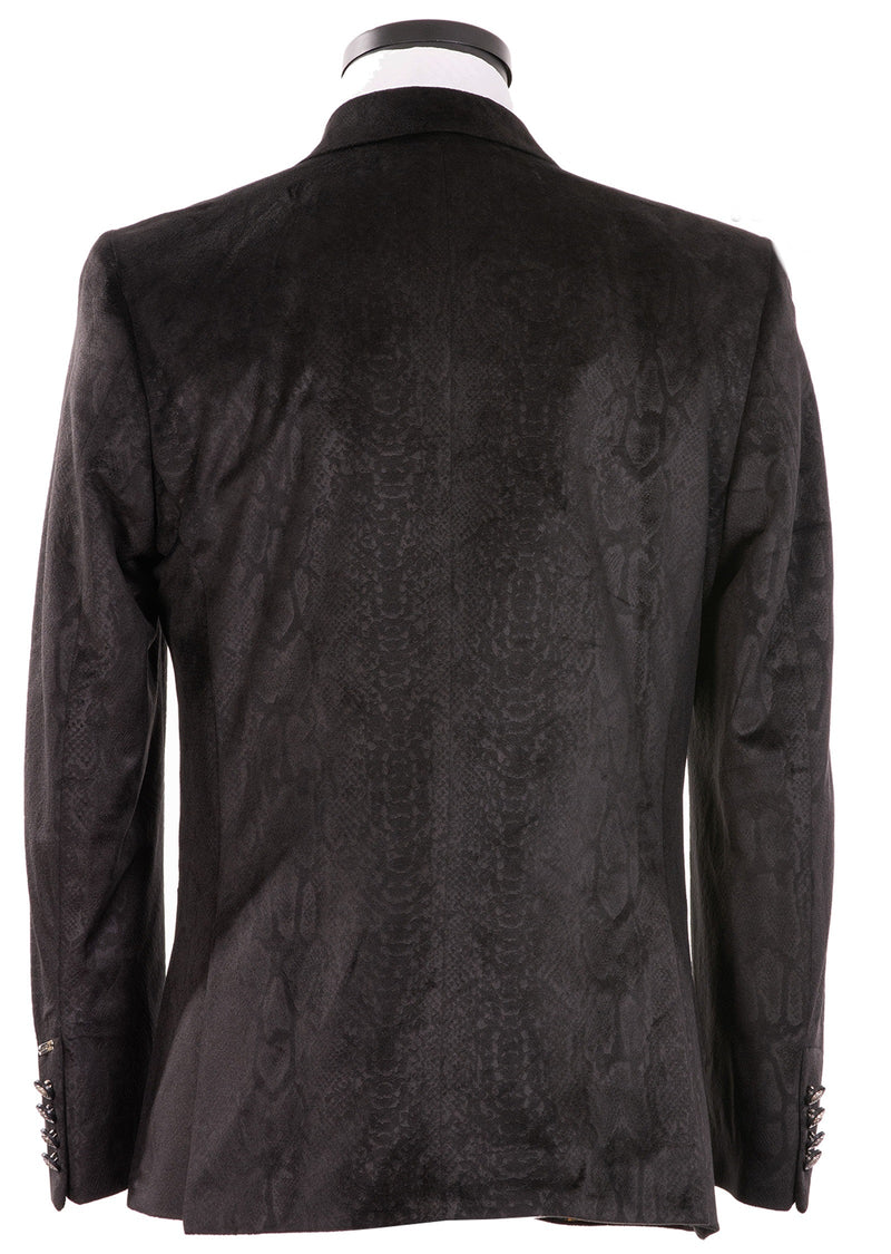 Black Alligator Pattern Velvet Blazer