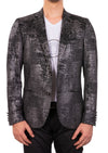 Black Silver Waxed Print Blazer