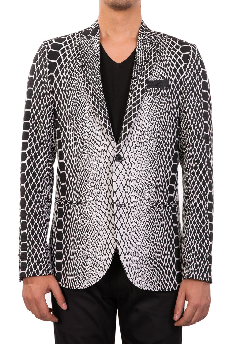 Black Snake Skin Jacquard Blazer