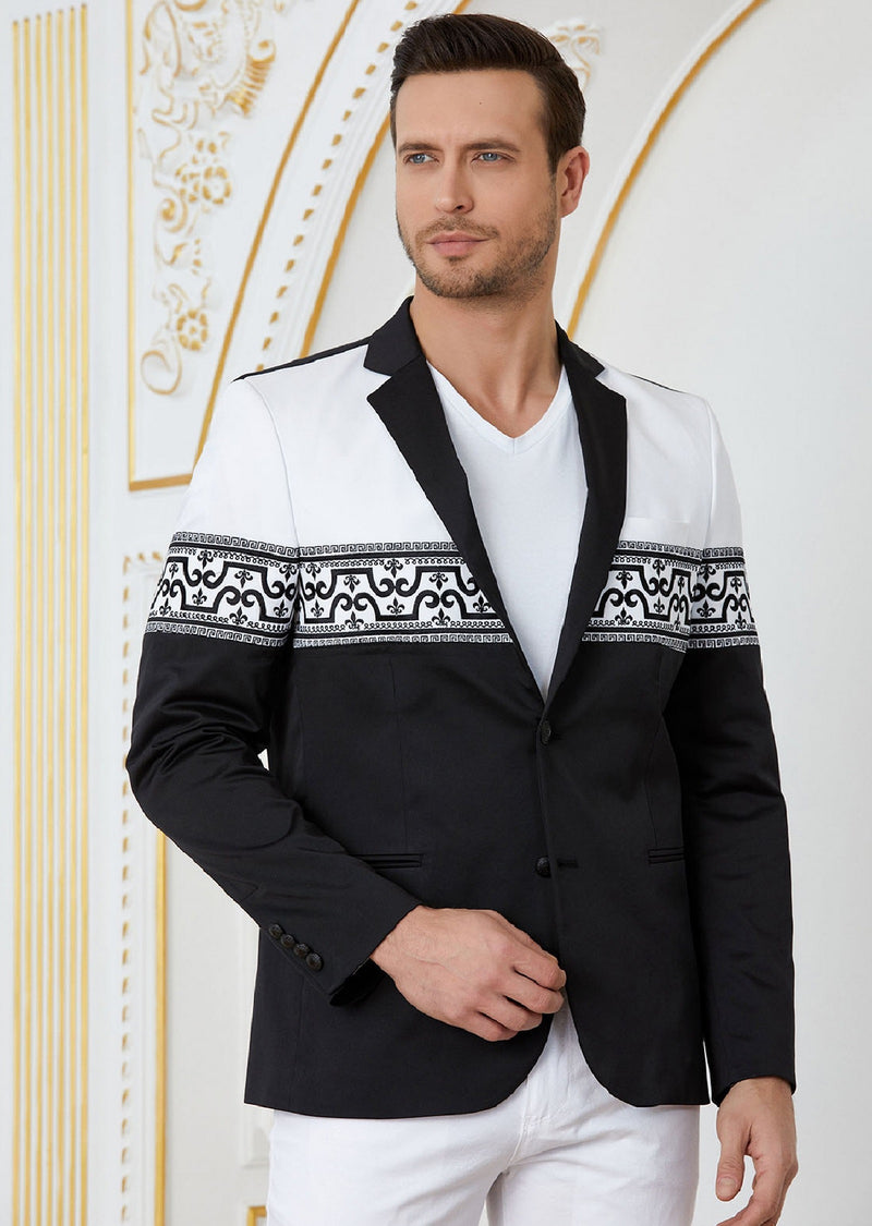 Black Fleur DeLis Embroidery Blazer