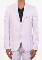 White Micro "Fleur De Lis" Blazer