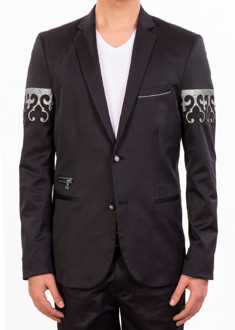 Black Silver "Fleur De Lis" Blazer