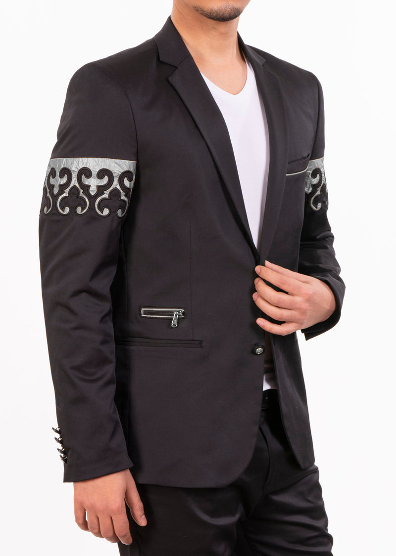 Black Silver "Fleur De Lis" Blazer