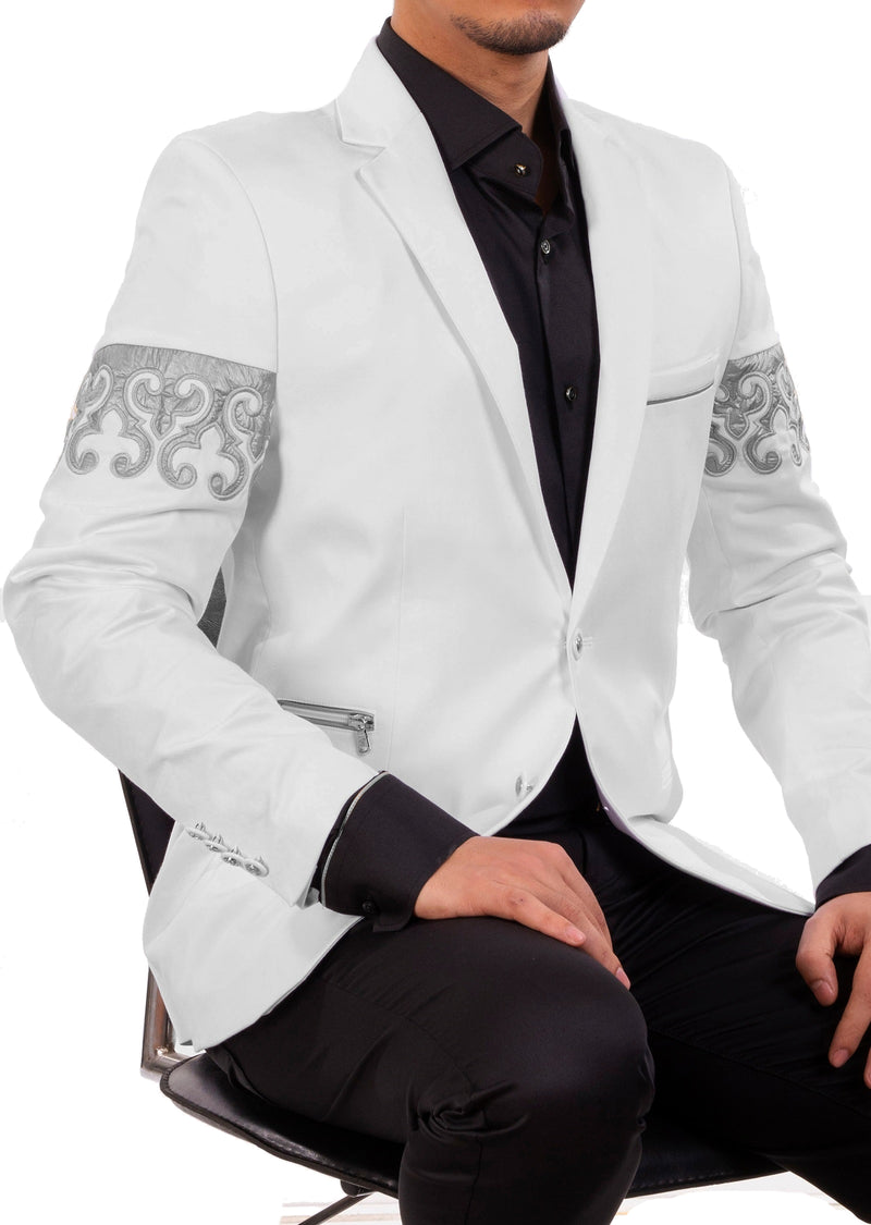 White Silver "Fleur De Lis" Blazer