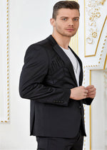 Black Meander Embroidery Blazer