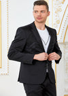 Black Meander Embroidery Blazer