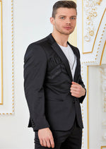 Black Meander Embroidery Blazer