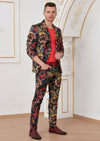 Red Abstract Print 2-Pieces Suit