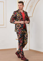 Red Abstract Print 2-Pieces Suit