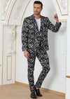 Black Houndstooth Print 2-Pieces Suit