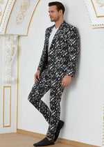 Black Houndstooth Print 2-Pieces Suit