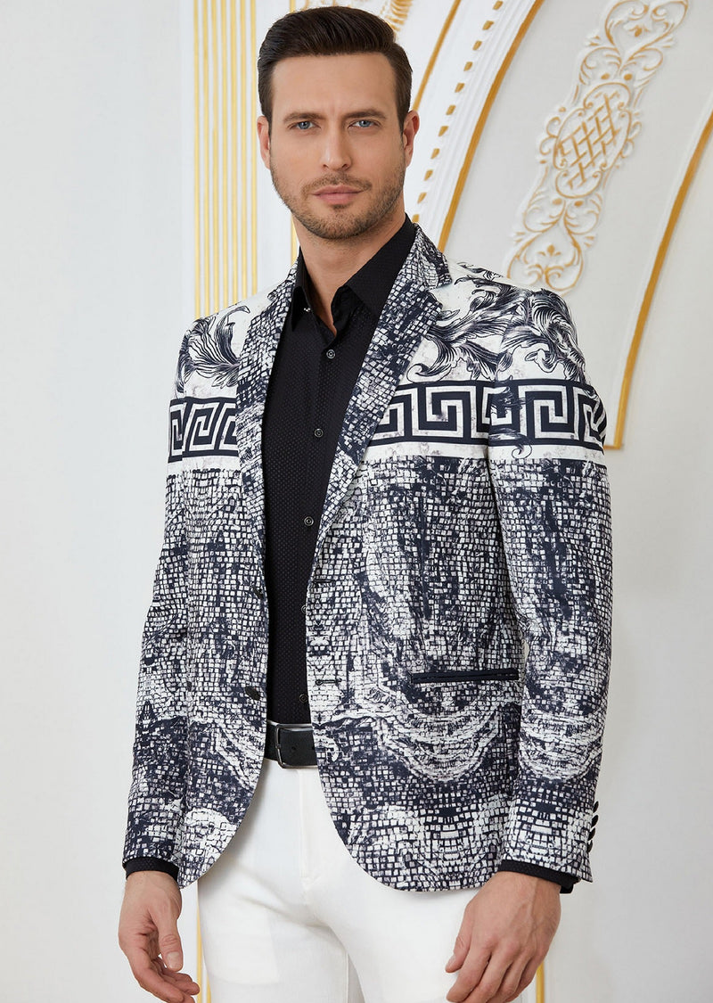 Black Beige Baroque Mosaic Blazer