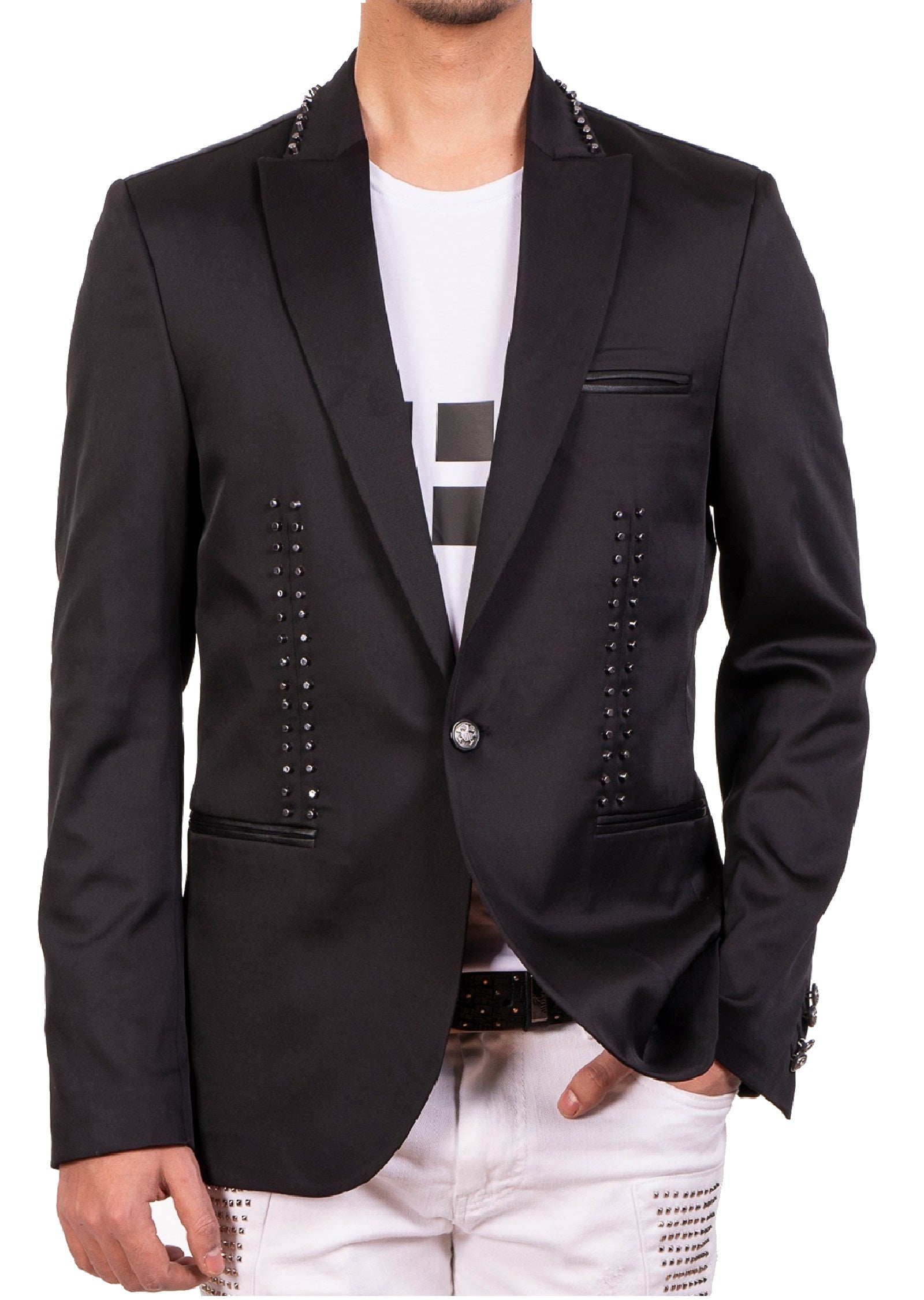 Black Harness Buckle Studded Blazer – MONDO Menswear