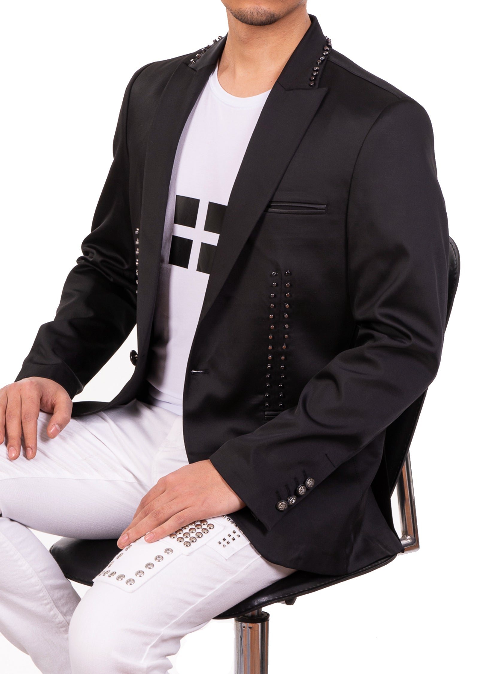 Black Harness Buckle Studded Blazer – MONDO Menswear