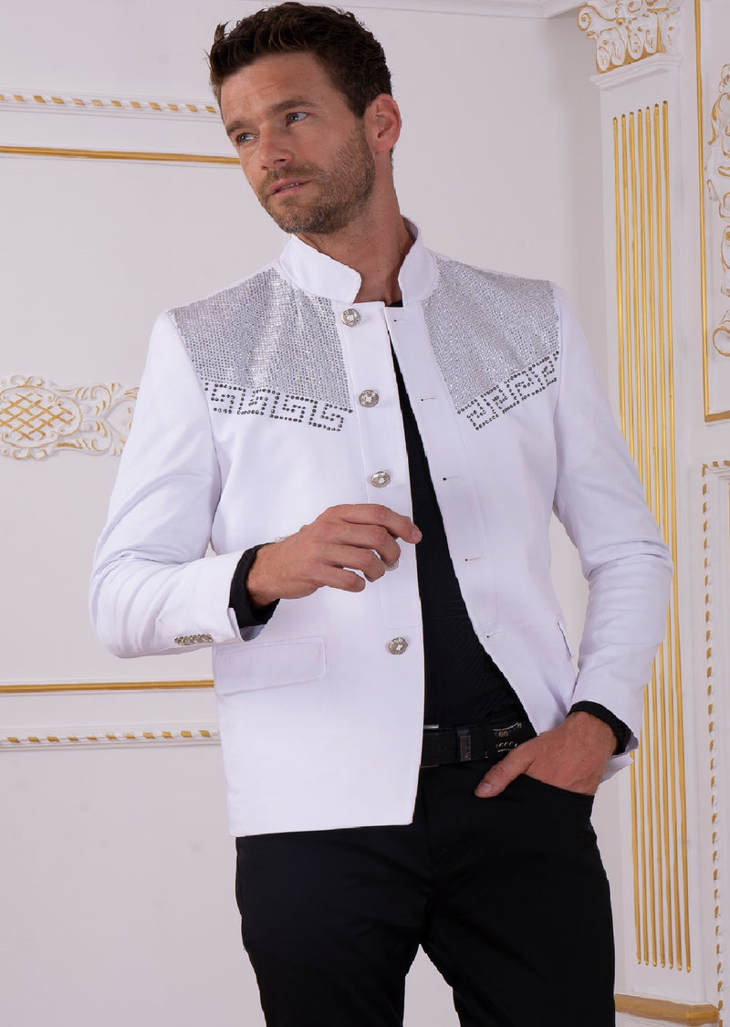 White Silver "Meander" Rhinestone Blazer