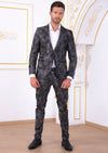 Black Gray Snake 2-Pieces Suit