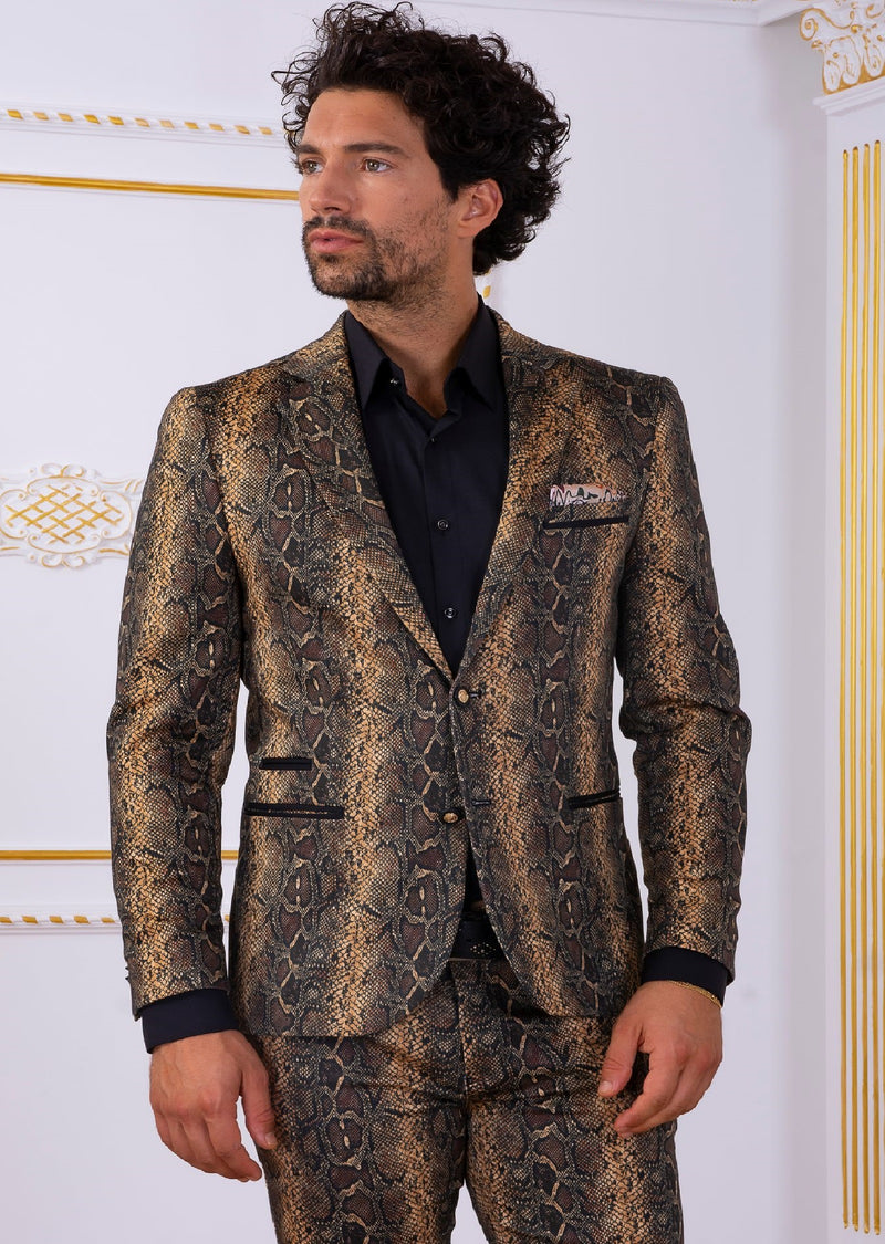 Black Brown Leopard 2-Pieces Suit