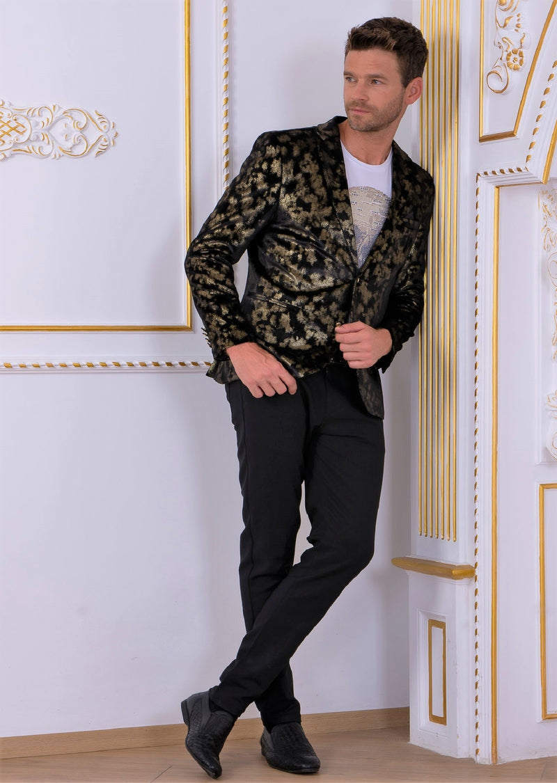 M-5XL New Gold Velvet Men's Blazer Korean Fashion Casual Slim Suit Jacket  Dress Stage Performance Solid Color Blue Costume Homme