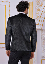 Black Silver Glittered Velvet Blazer