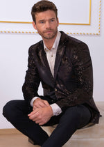 Brown Metallic Polkadot Velvet Blazer